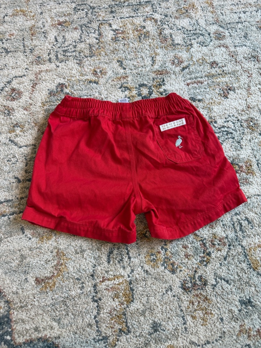 Beaufort Bonnet Red Cotton Elastic Waist Shorts with Embroidered Logo